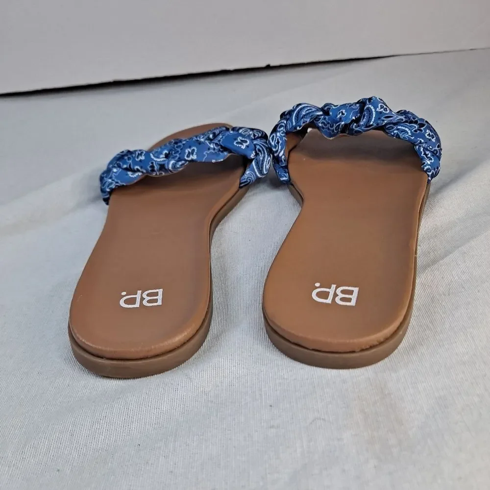 BP. Santos2 Women's Slide Sandals Size 8.5 Blue Bandana Braided